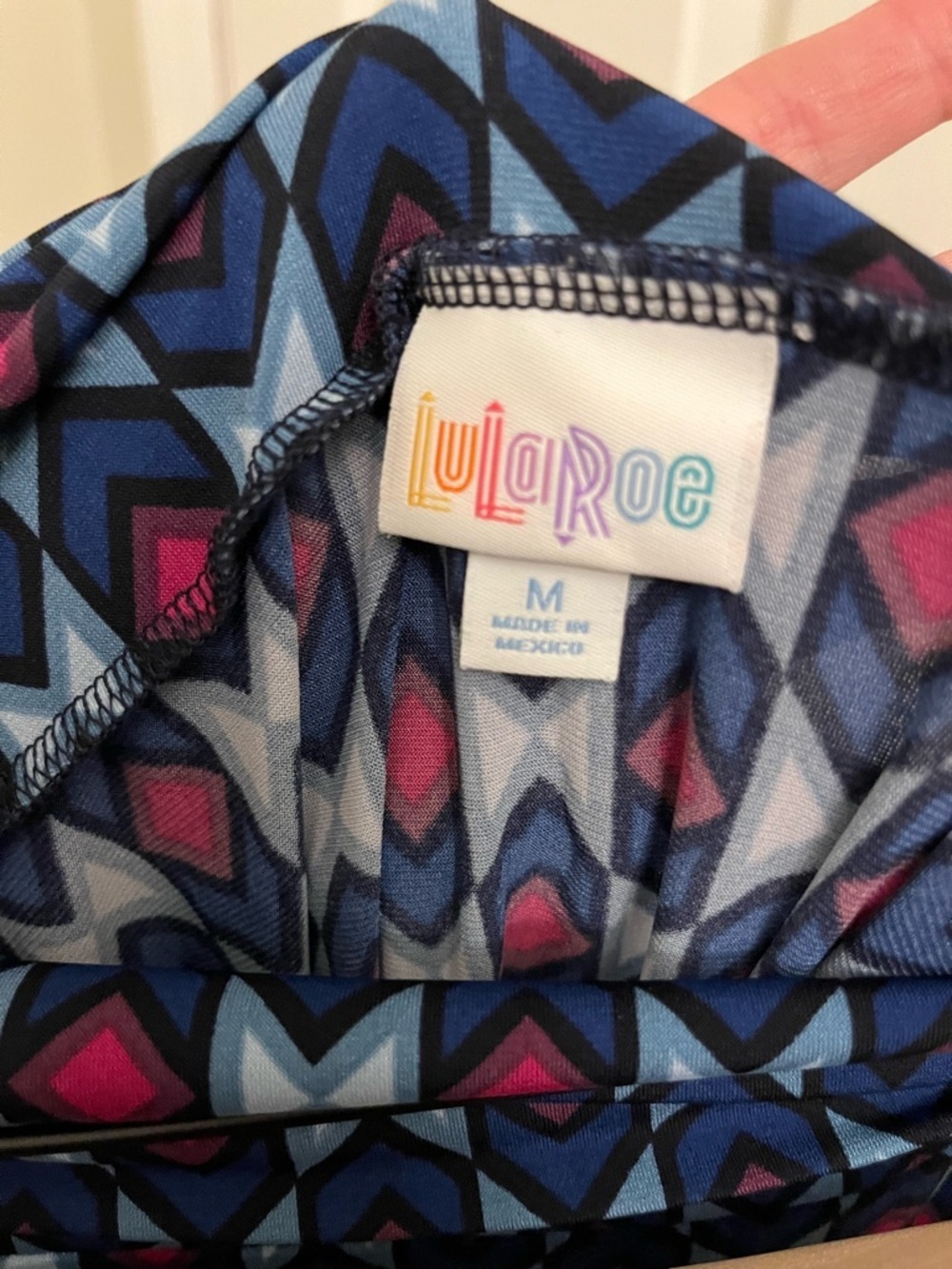 LuLaRoe Navy, Pink & Light Blue Geometric Maxi Skirt - Picture 2 of 2